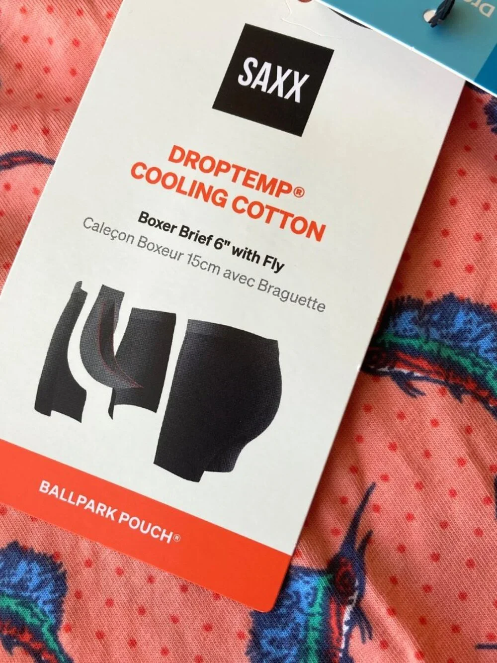 SAXX DropTemp Cooling Cotton Boxer Brief Mens XL Big Catch Orange NWT